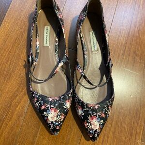 Tabitha Simmons Black and Pink Floral Flats
